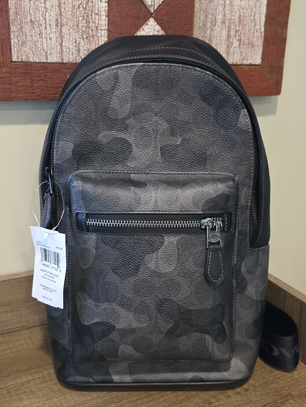 Coach Black and Gray Camo Men's Leather Backpack
